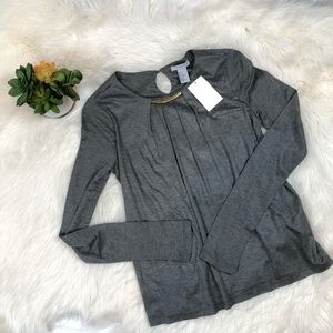 NWT H&M gray longsleeve with necklace collar